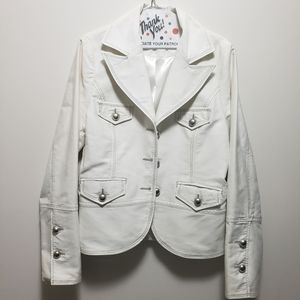 Vila Military Cream Blazer Jacket 100% Cotton Satin Lining Silver Hardware S-L